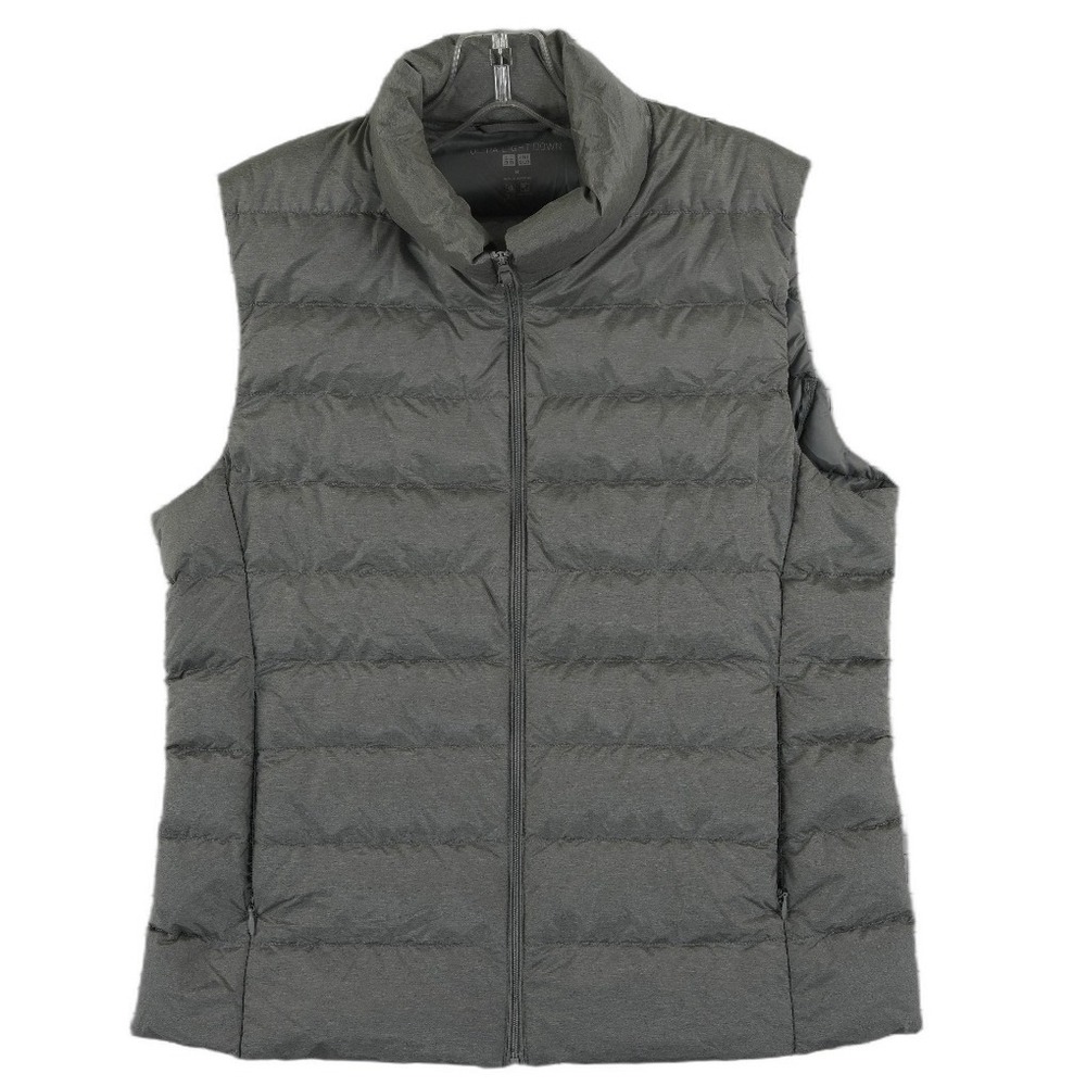 Uniqlo Ultra Light Down Puffer Vest Men's Size Medium Gray Full Water Repellent